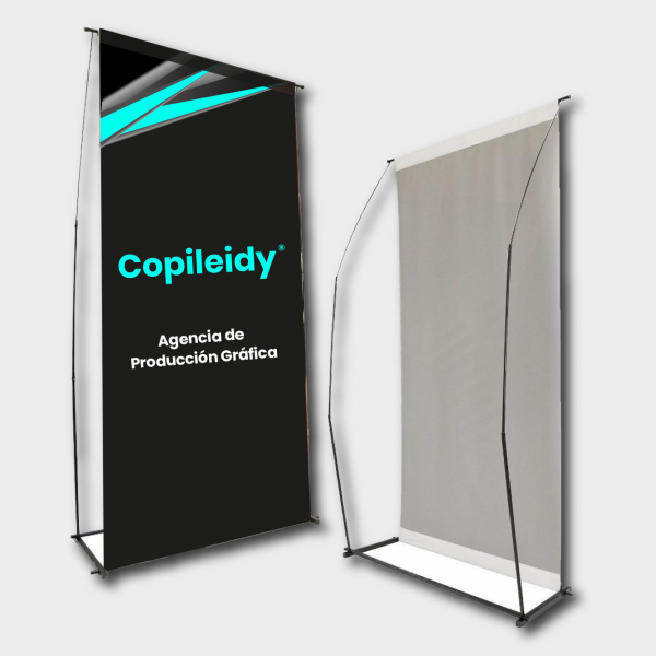 Mockup Banner dos varas fondo gris