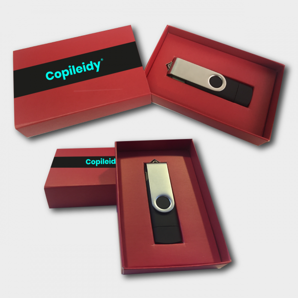 Mockup Caja para pendrive fondo gris